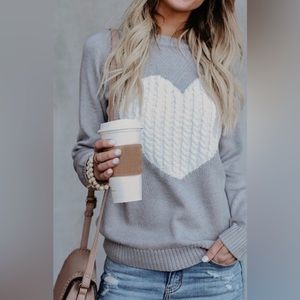 New! Cable Knit Heart Sweater